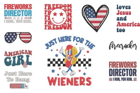 4th July Patriotic Embroidery Design Set
