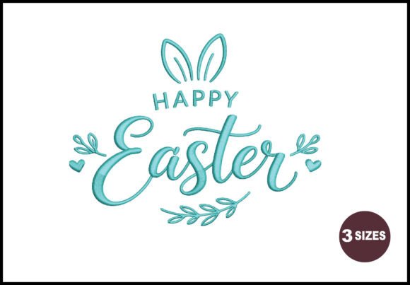 Happy Easter Bunny Ears Embroidery