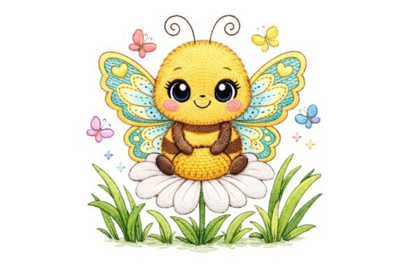 Honey Bee Butterfly Wings Embroidery De for Seasonal Projects