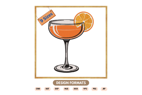 Orange Cocktail Glass Embroidery Design Review