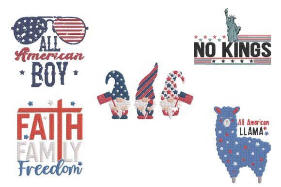 Patriotic USA Gnome Embroidery Design Bu